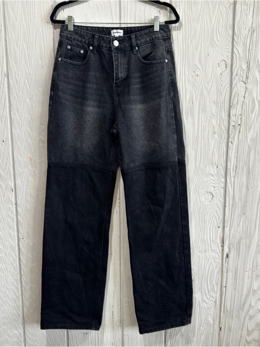 superdown Black Two-Tone Straight Jeans